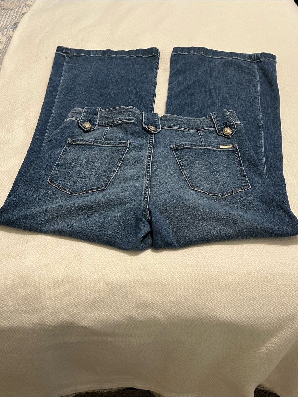 White House Black Market High Rise Mariner Blue Jeans with Wide Legs - Picture 2 of 7